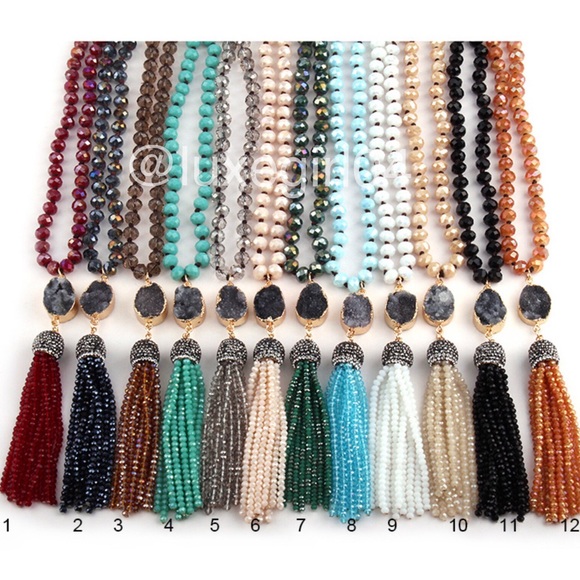 GORGEOUS Boho Long Druzy Crystal Tassel Necklaces! - Picture 2 of 6